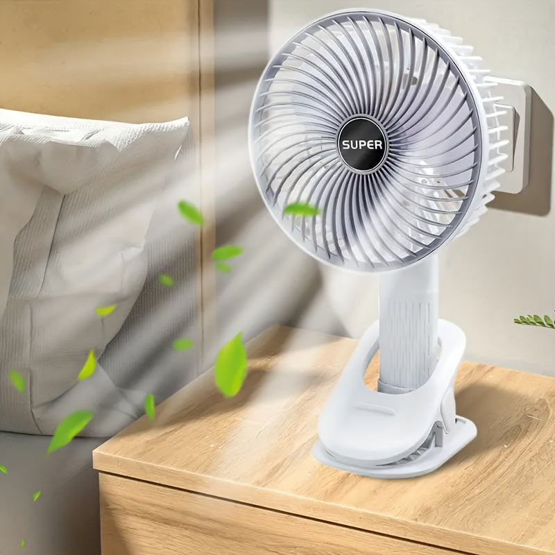 Portable White USB Rechargeable Fan with Quiet Operation and Travel-Friendly Design