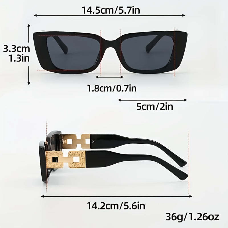 Black Polycarbonate Sunglasses with Gold Accents for Outdoor and Casual Wear