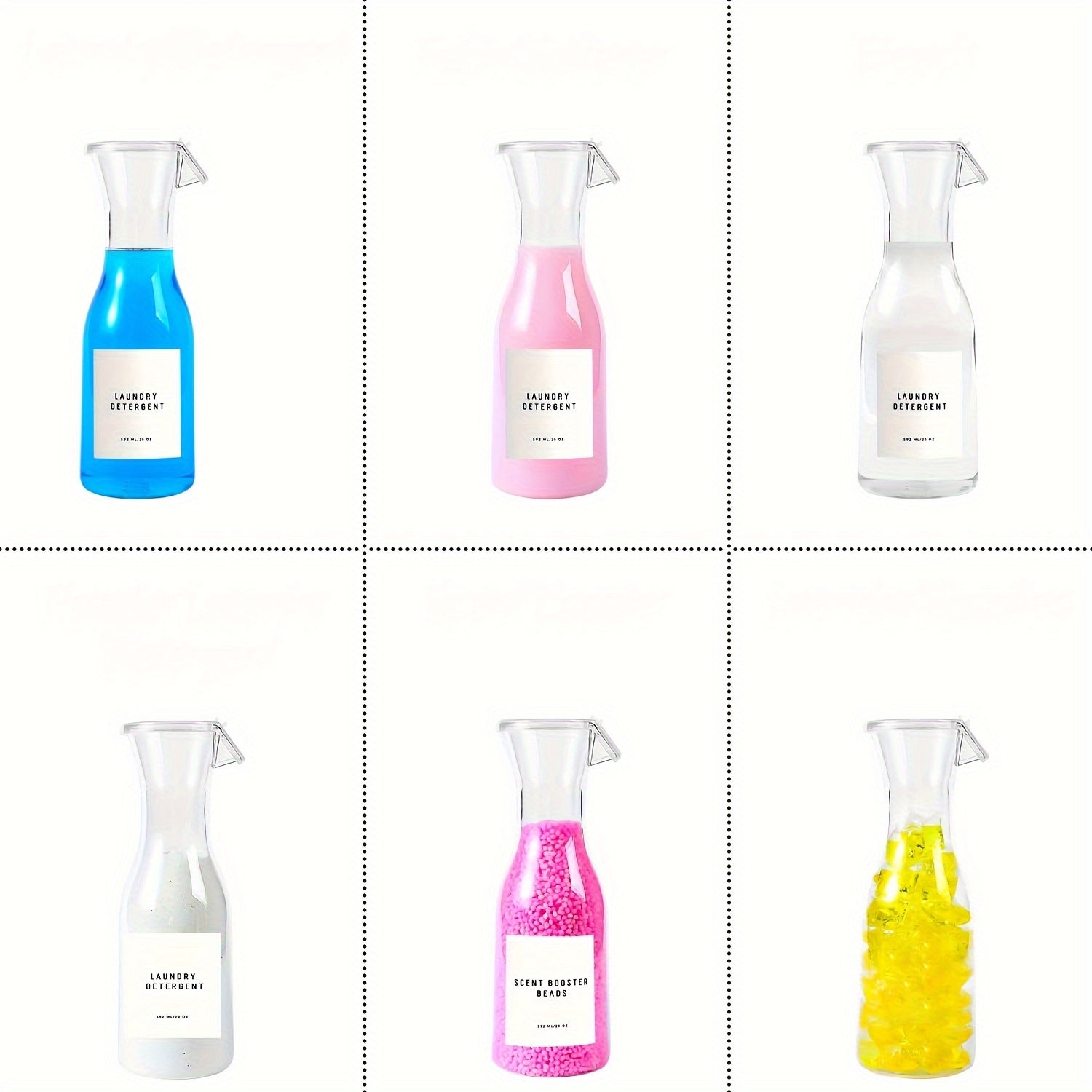 Set of 2 20oz Plastic Laundry Detergent Dispensers for Liquid Soap and Fabric Softener