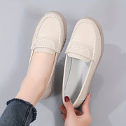 Women Slip-On Loafers Comfortable Non-Slip Casual Shoes Beige Black
