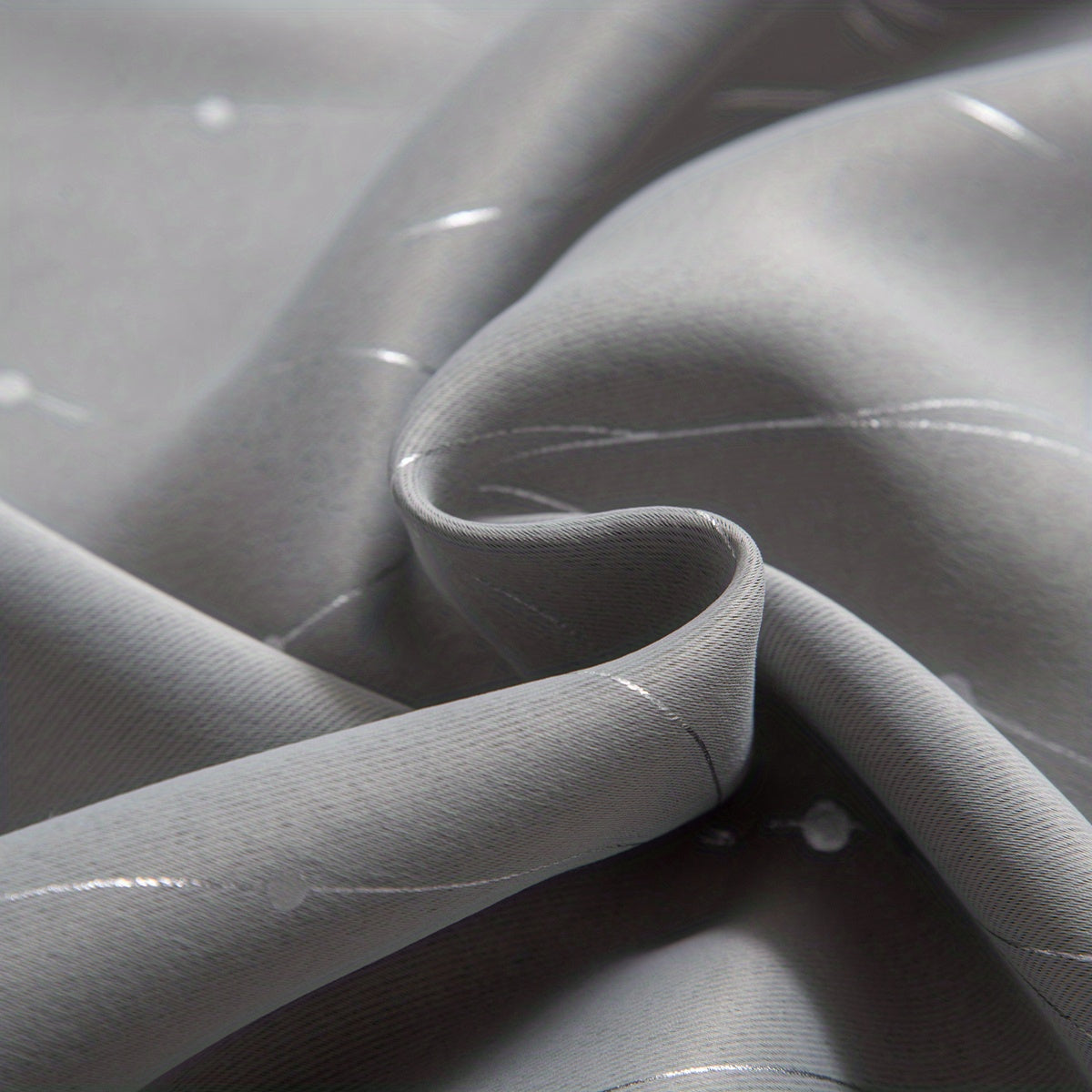 Blackout Curtain Elegant Silvery Wave Line Pattern Blackout Curtain for Living Room Bedroom Kitchen Bathroom
