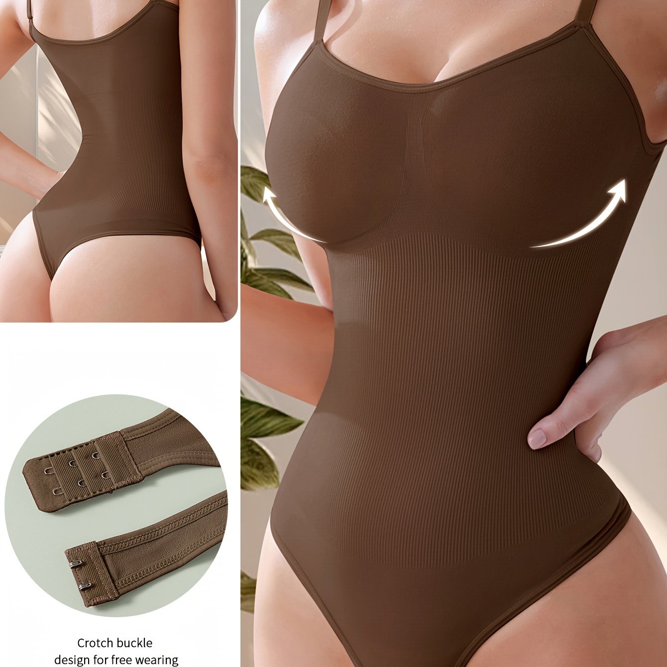 Women's Breathable Stretch Bodysuit with High-Waisted Cinched Waist and Zipper