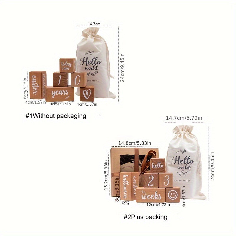 Dekorativ Milestone kubiklari fotosuratlar va xona bezaklari uchun Bolaning o'sishi uchun esdalik sovg'asi
