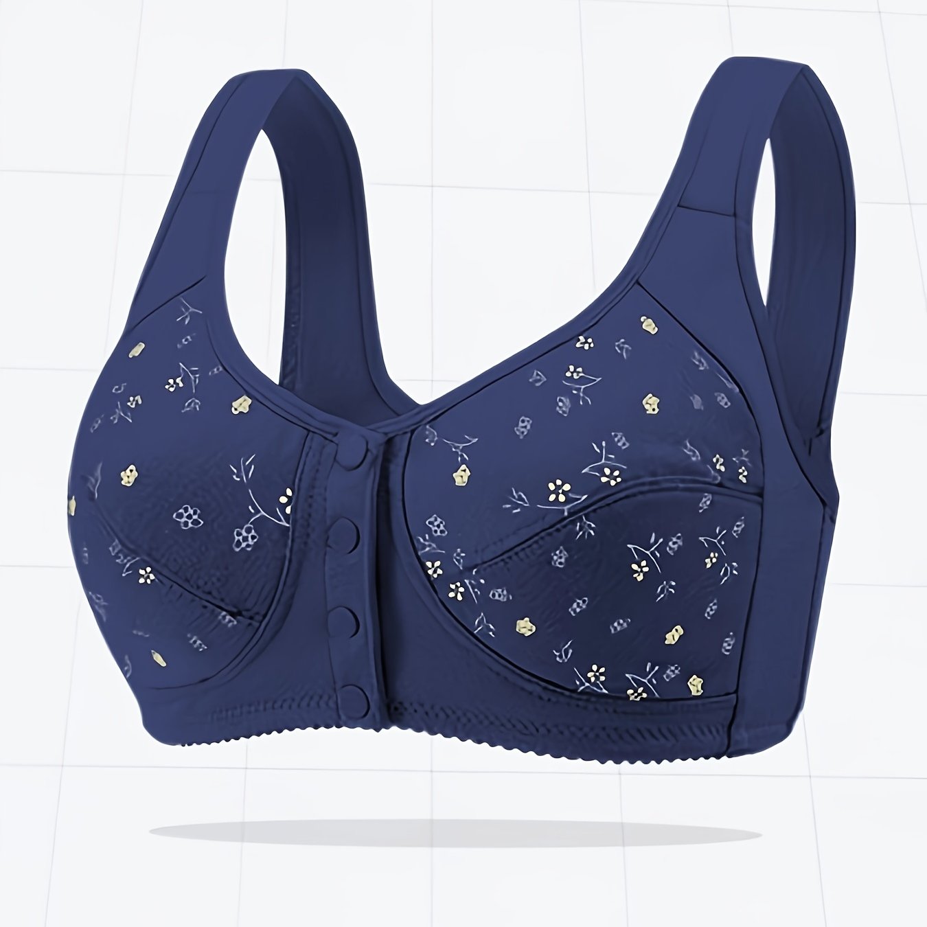 Plus Size Printed Front Button Sports Bra for Women Yoga Exercise Wear