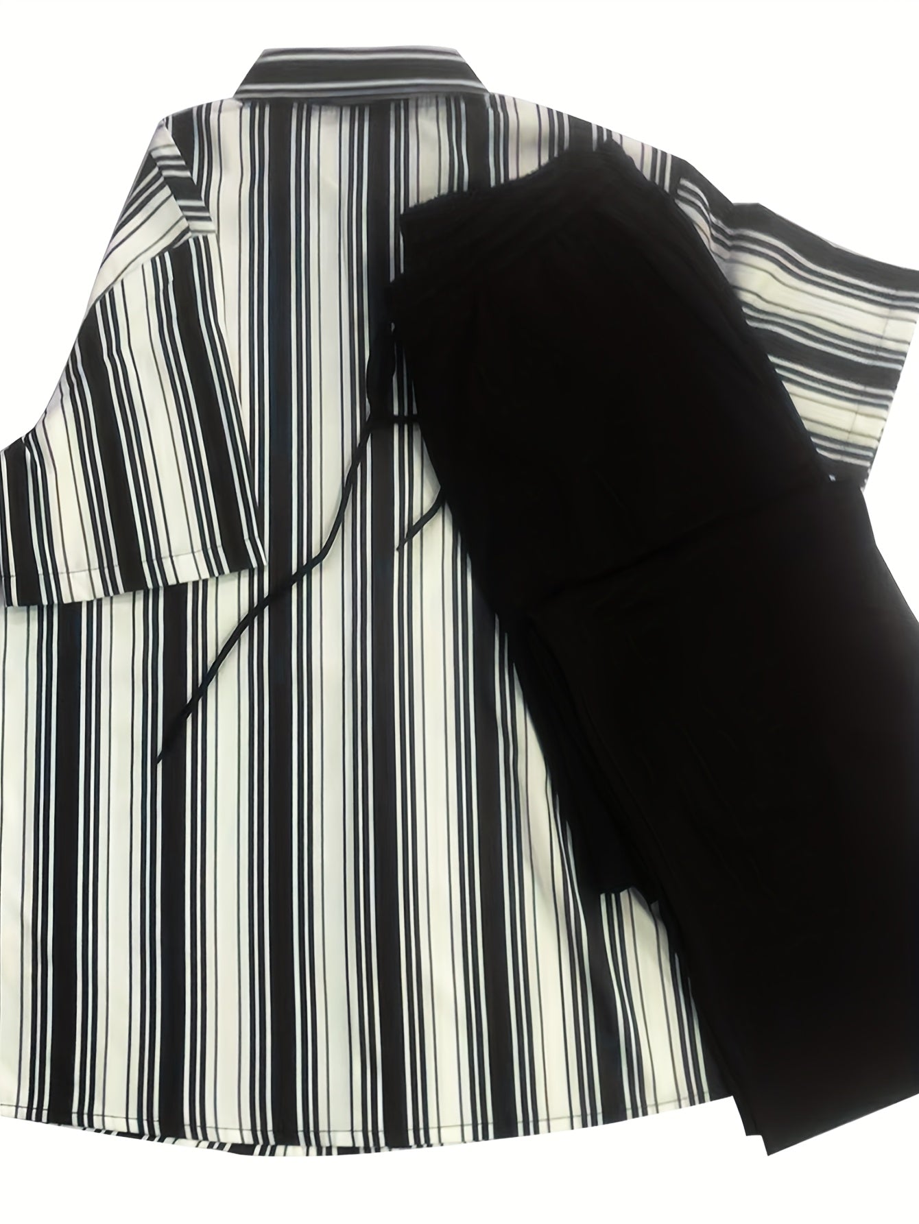 Men's Casual Geometric Polyester Outfit with Lapel Collar for Fall