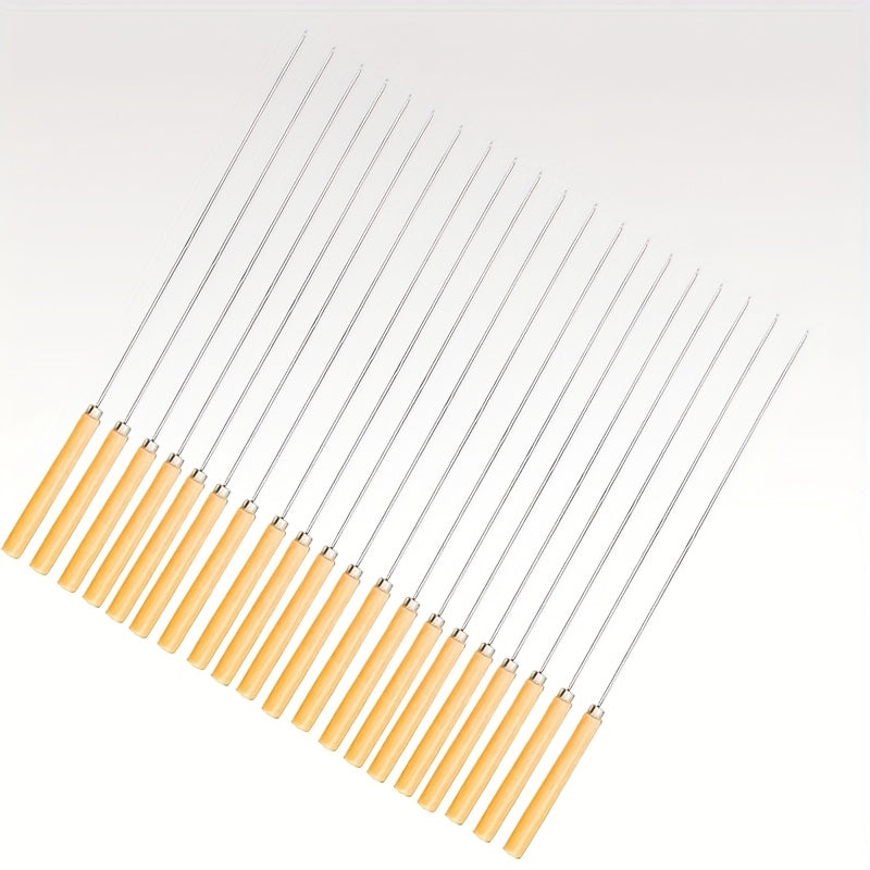 Barbekyu shishlari - Yog'li shishlar, yog'och tutqichlar bilan, dumaloq va zanglamaydigan po'latdan yasalgan barbekyu ignalari, sirpanmaydigan, issiqqa chidamli va qayta ishlatiladigan.