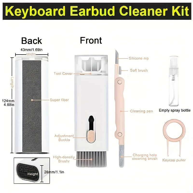 7-in-1 Wireless Headphones and Screen Cleaning Kit with Pen Brush and Tools