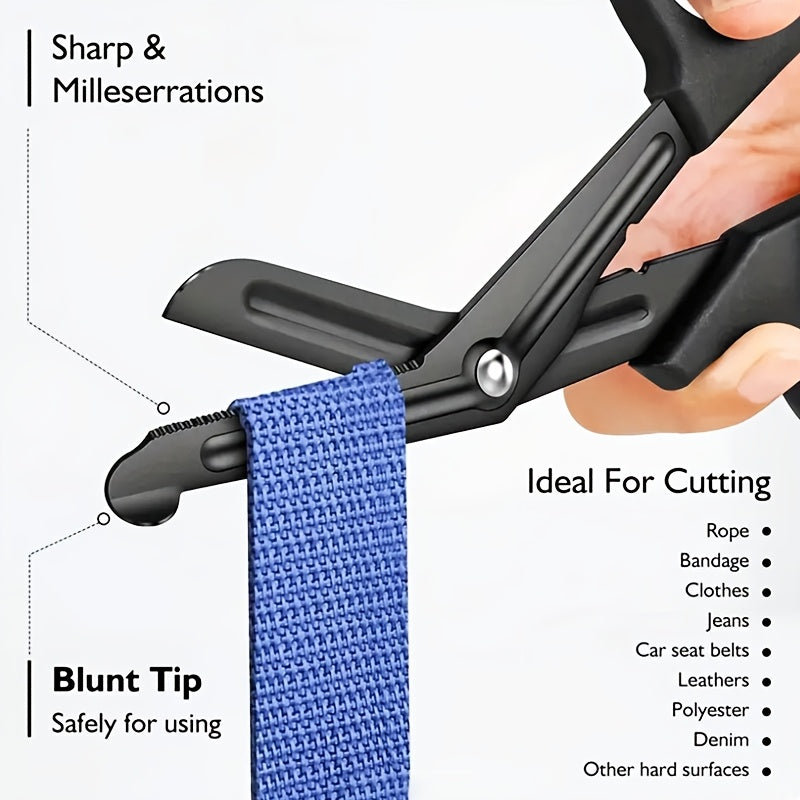 Stainless Steel Safety Scissors Black Coated Sharp Outdoor Use Hand-Friendly