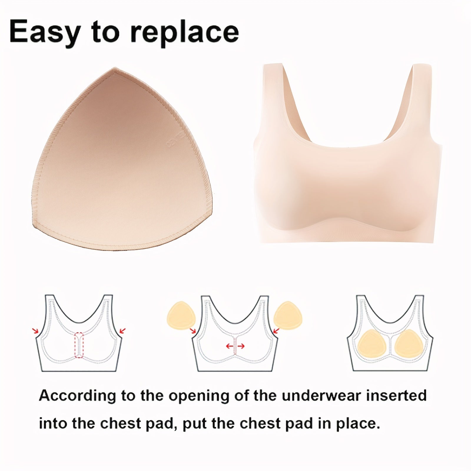 Triangle-Shaped Bikini Pads for Beachwear Polyester Solid Color 1 Pair