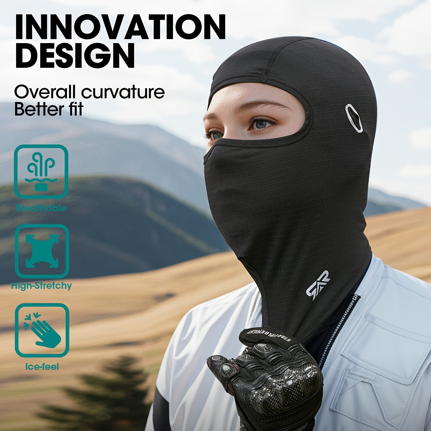 Full Face Mask with Glasses Opening Lightweight Windproof Sun Protection for Outdoor Activities