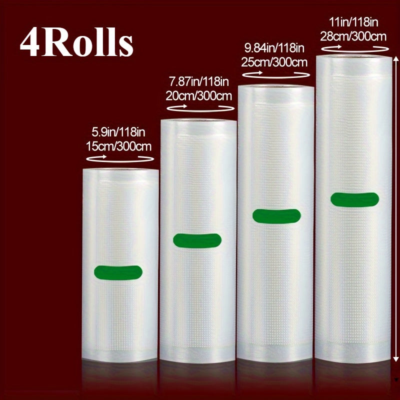 4-Pack BPA-Free Vacuum Sealer Rolls 8/11/14 Inch for Food Storage and Sous Vide