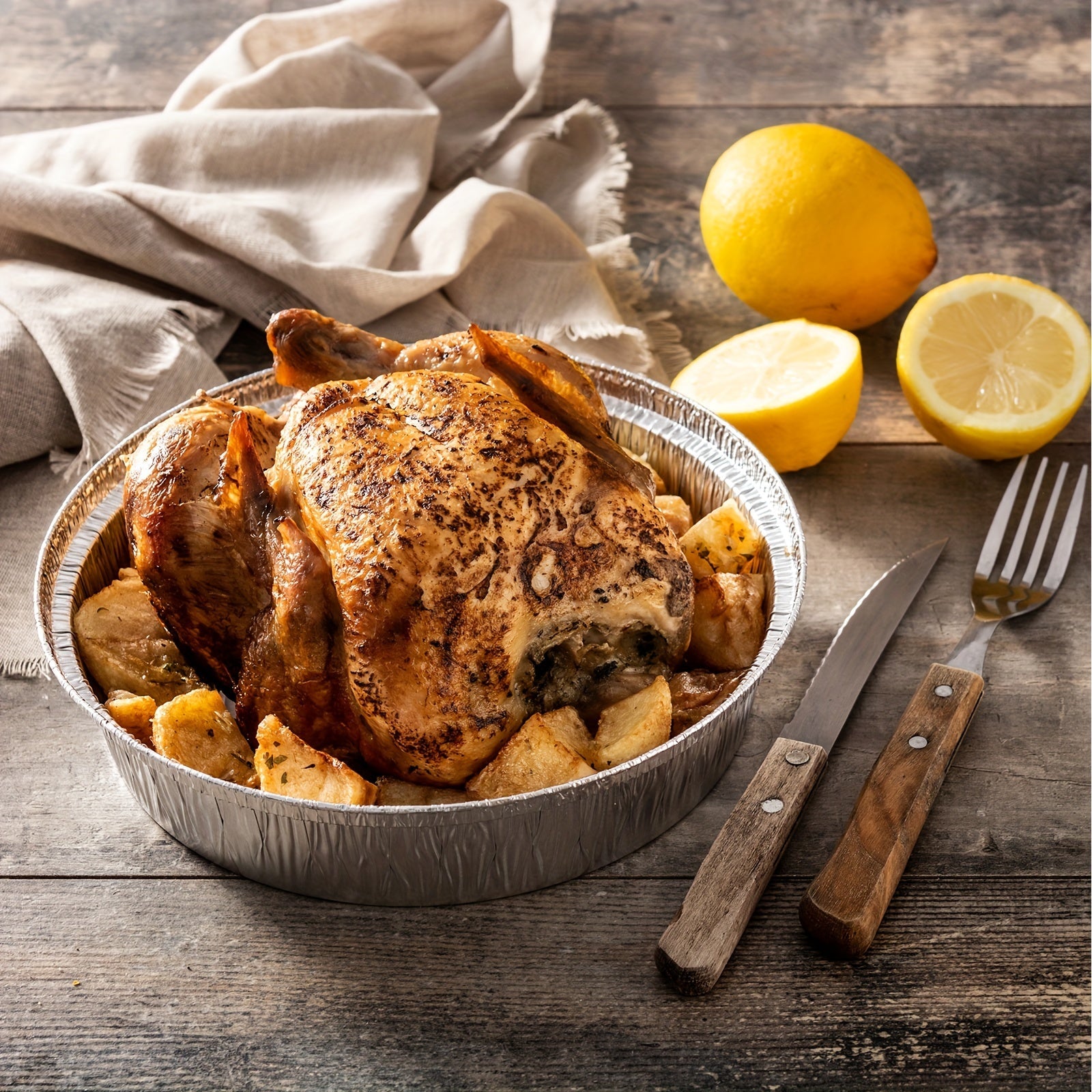 Disposable Aluminum Foil Pans 10-20 Pieces 22.86 cm with Clear or Board Lids for Baking Cooking and Reheating