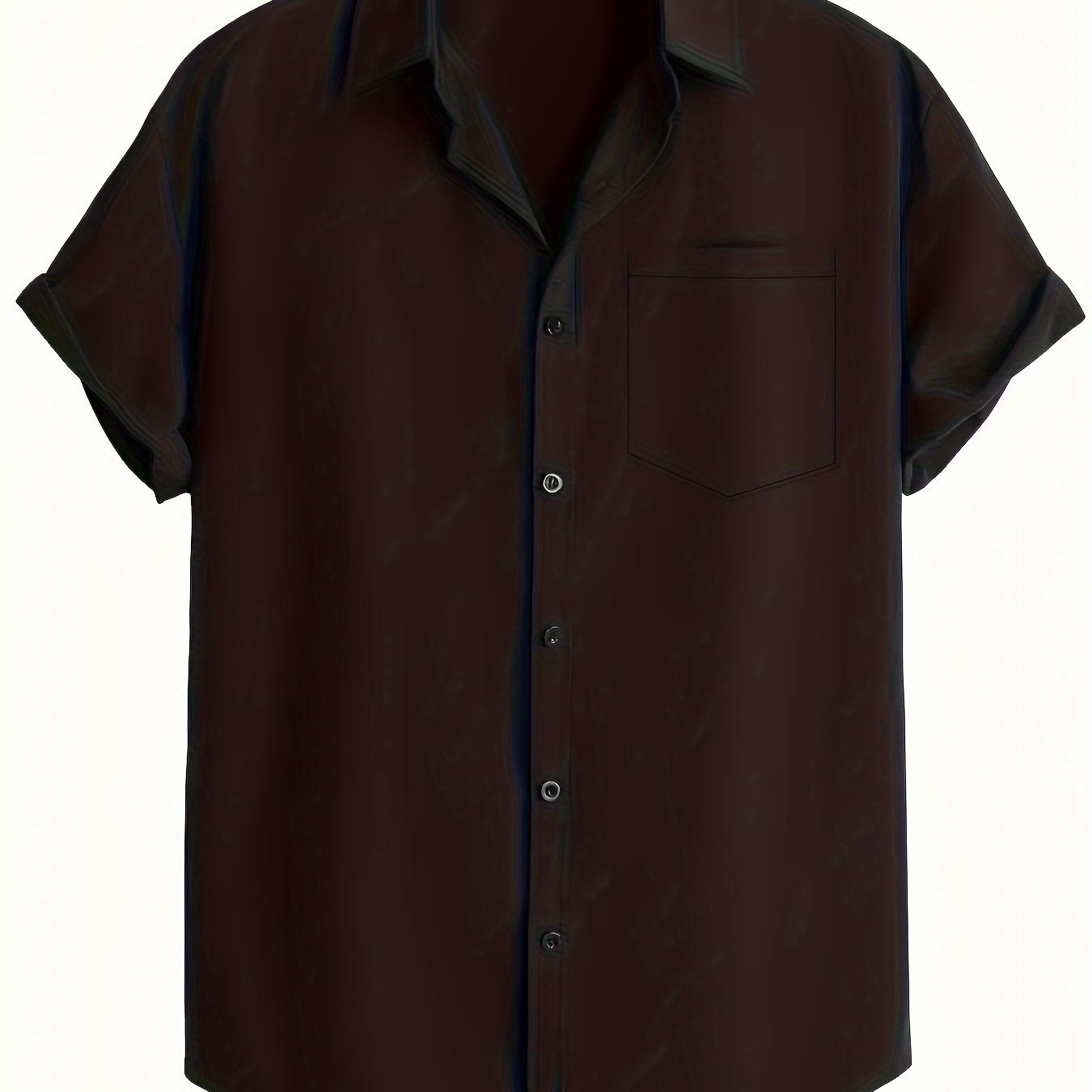 Camisa de tamaño grande para hombre en azul marino con cuello en V, ajuste ajustado, bolsillo en el pecho, con botones, tela no elástica para primavera y otoño