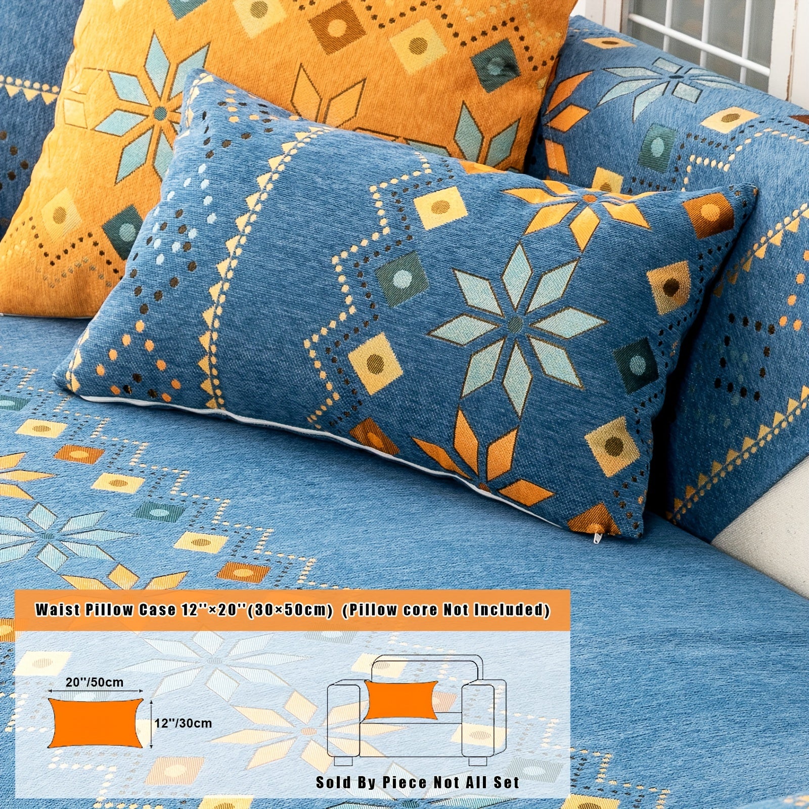 Bohemian Embroidered Sofa Slipcover with Pillowcase and Cushion Covers for Living Room and Bedroom