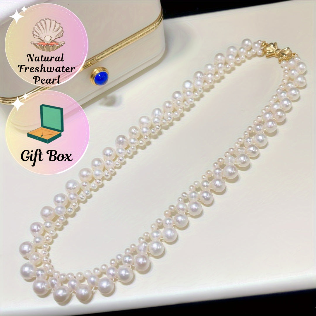 Freshwater Pearl Layered Necklace for Women Elegant Jewelry for Weddings Birthdays Valentine’s Day