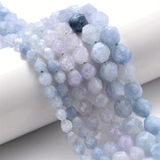Faceted Natural Aquamarine Beads 6/8/10mm for Jewelry Making and Accessories
