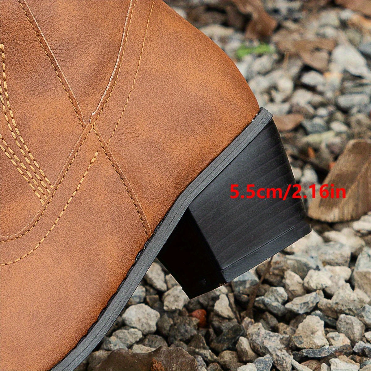 Women's Brown Faux Cover Western Boots with Chunky Heel for Casual and Festival Wear