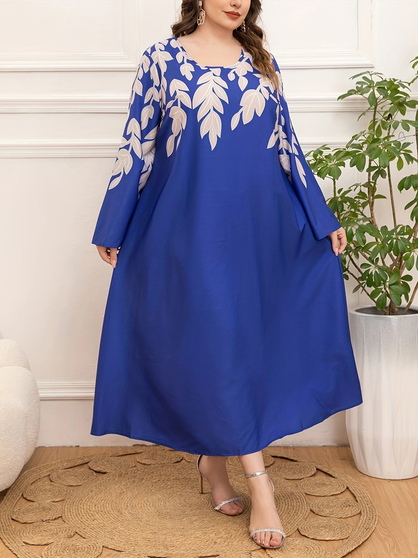 Women's Plus Size Loose Printed Dress for Middle East Fashion
