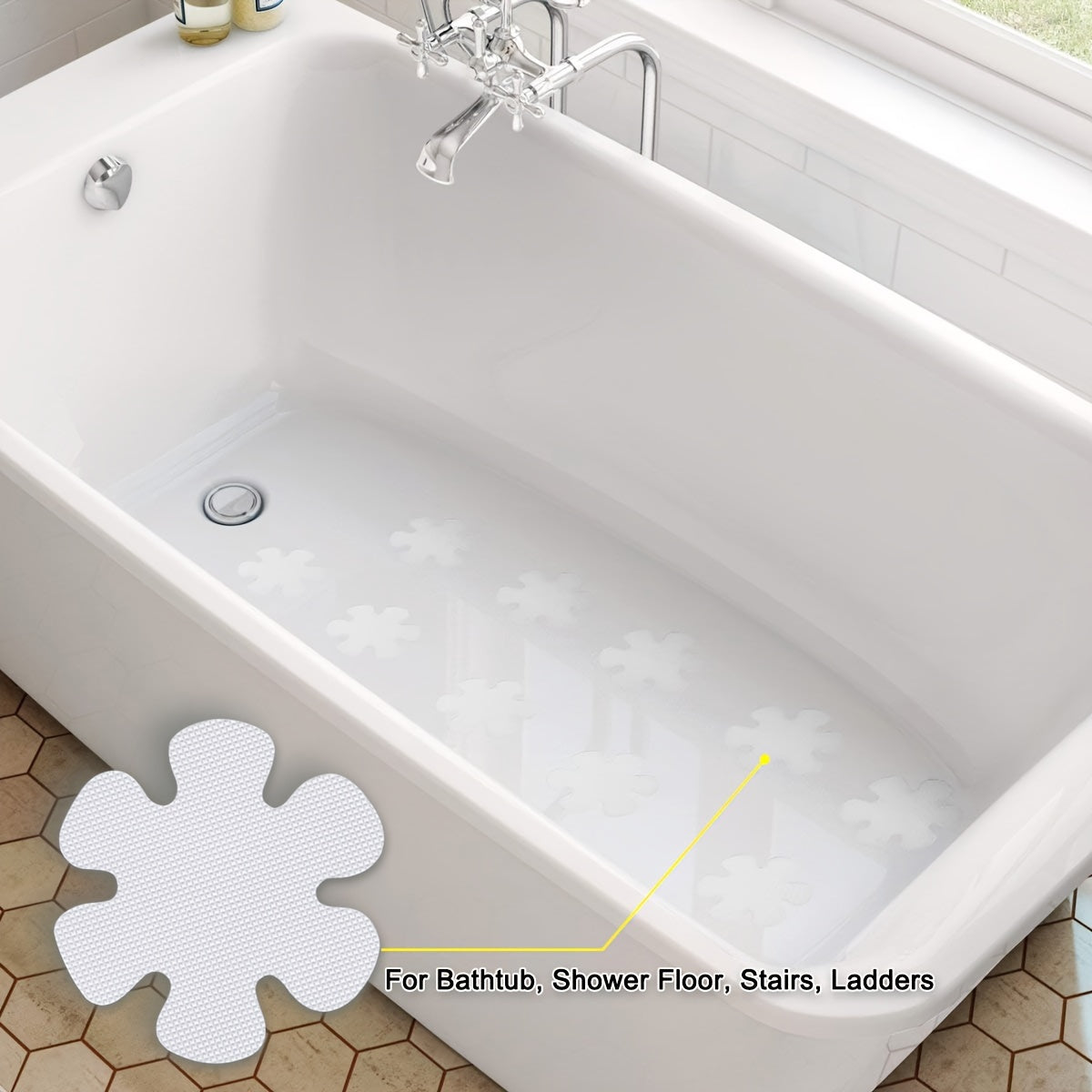 Non-Slip Transparent Flower Bathtub Stickers Sets of 3 12 24 for Shower Floors