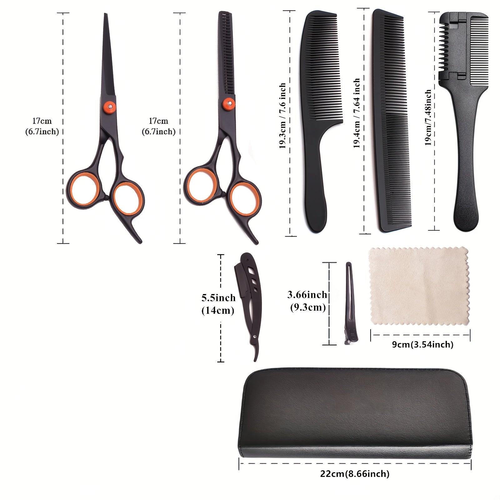 Unisex Hair Cutting Scissors Set with Thinning Shears and Comb for Stylists