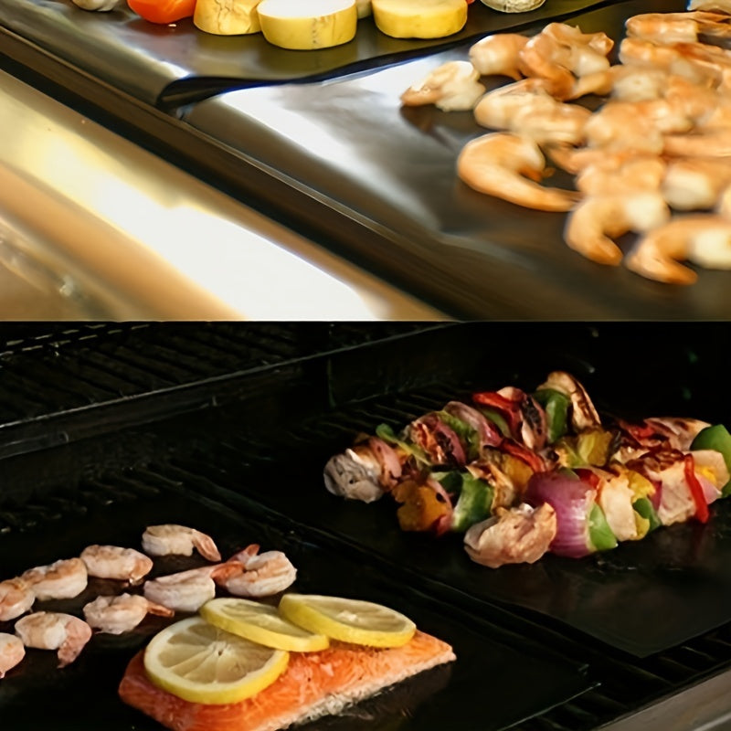 Non-Stick BBQ Grill Mats Set of 3 High-Temperature Reusable Teflon Baking Sheets