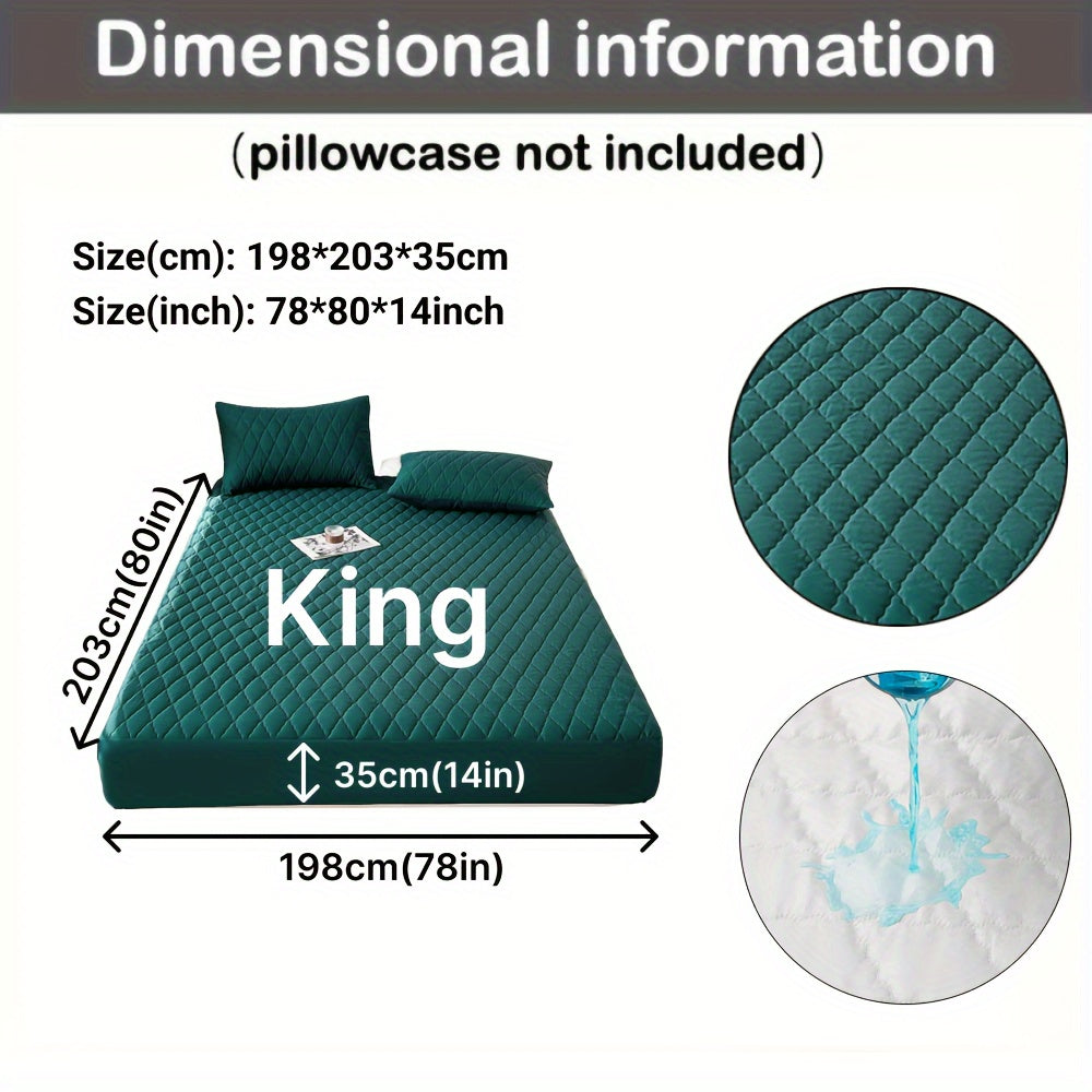 Waterproof Mattress Protector Breathable Dustproof Quilted Bed Cover in White Dark Blue Green Gray