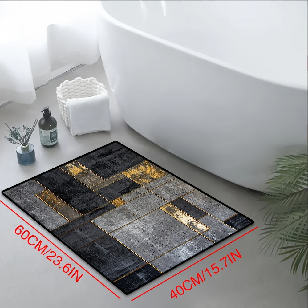 Non-Slip Velvet Runner Rug with Geometric Checkered Pattern for Corridor and Office