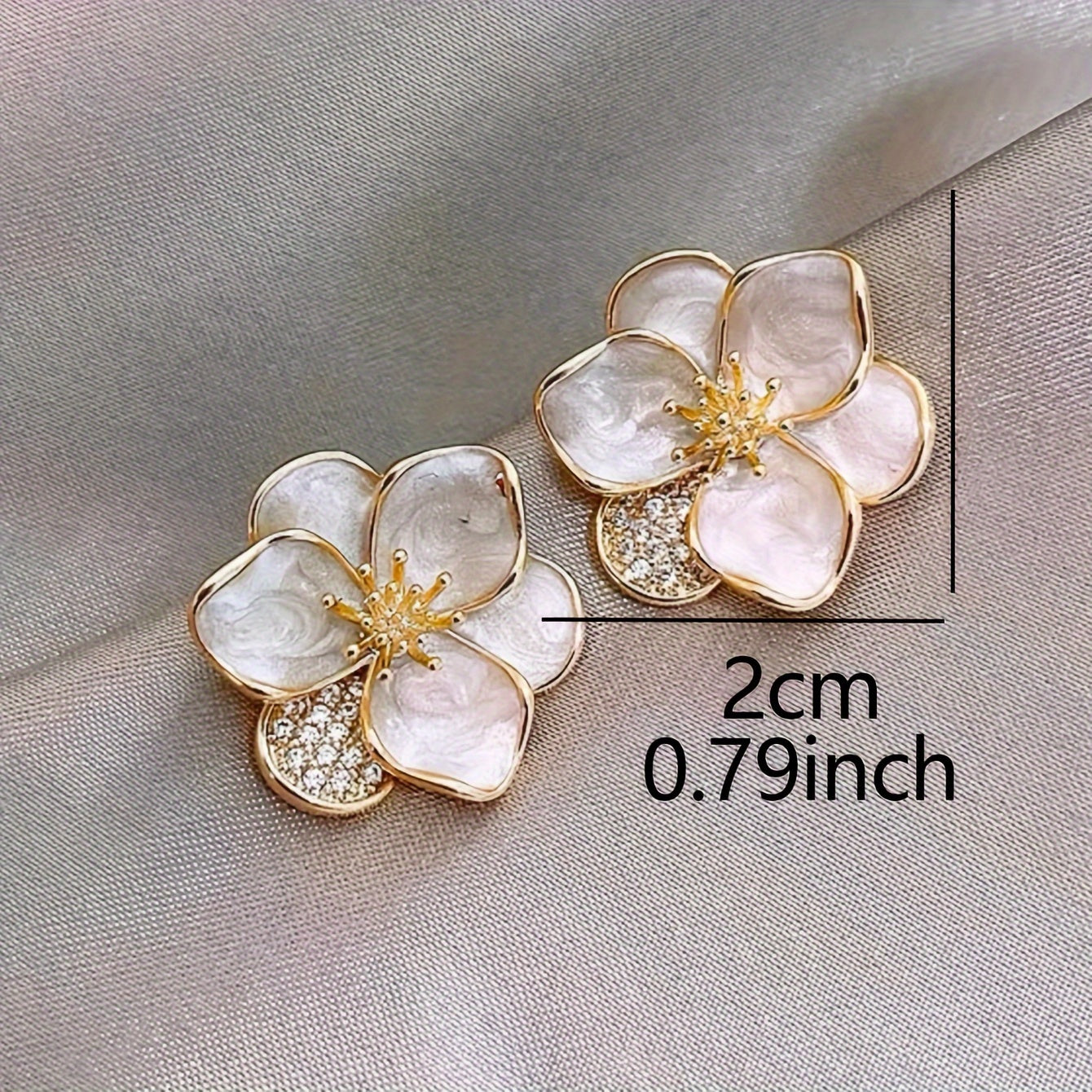 Women Zinc Alloy Flower Stud Earrings Elegant Daily Jewelry