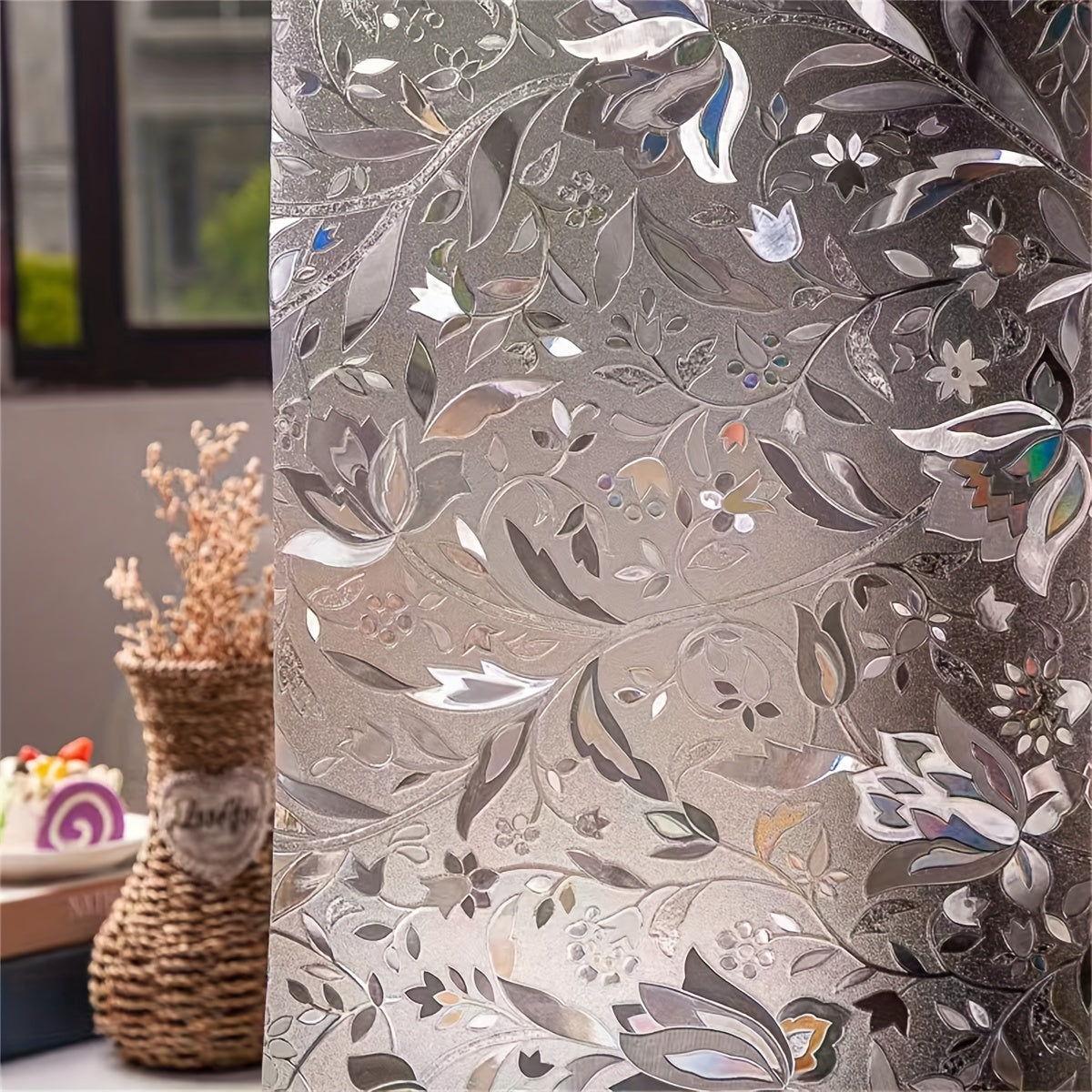 Tulip Glass Window Film Electrostatic Adhesive Privacy Privacy Protection for Home Office