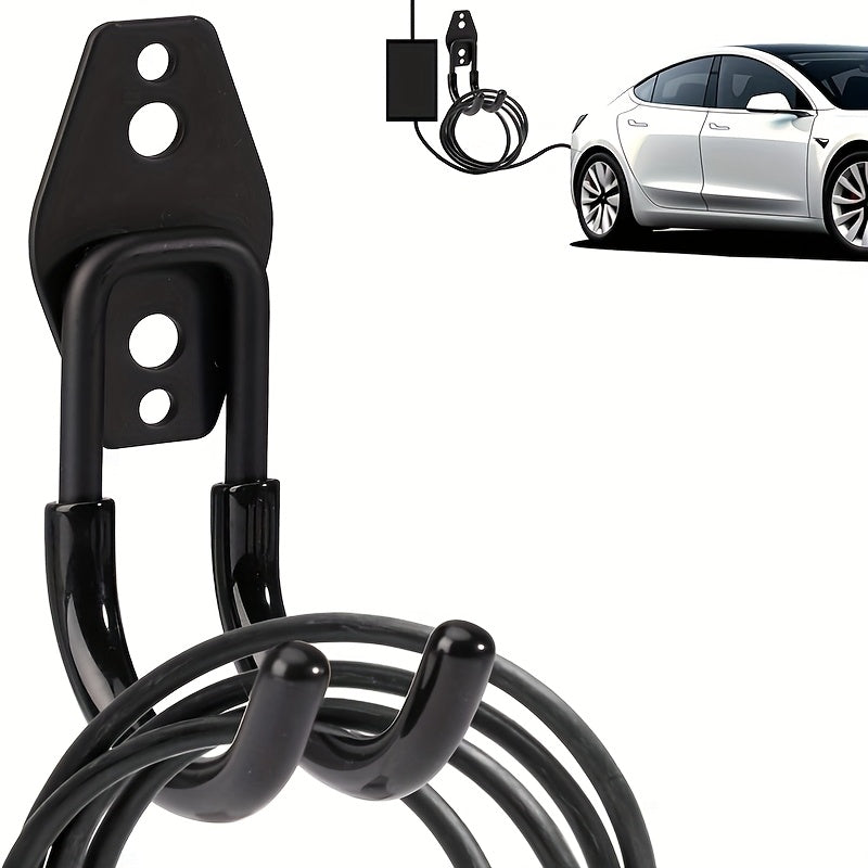 Heavy-Duty Steel J-Shaped Wall Mount Hook for EV Charger Cables