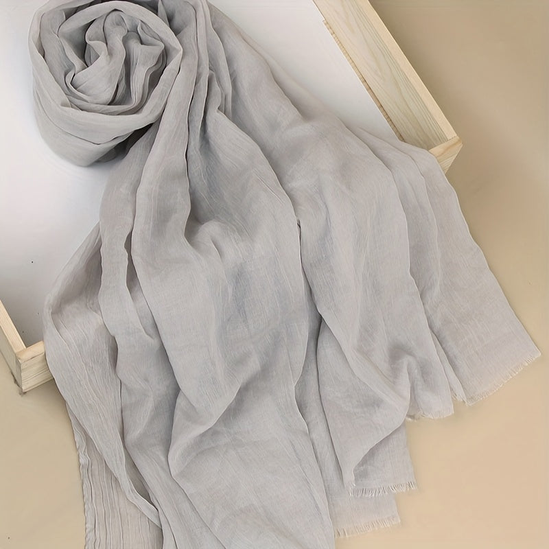 Women's Lightweight Solid Color Scarf Shawl Breathable Soft Polyester Sun Protection