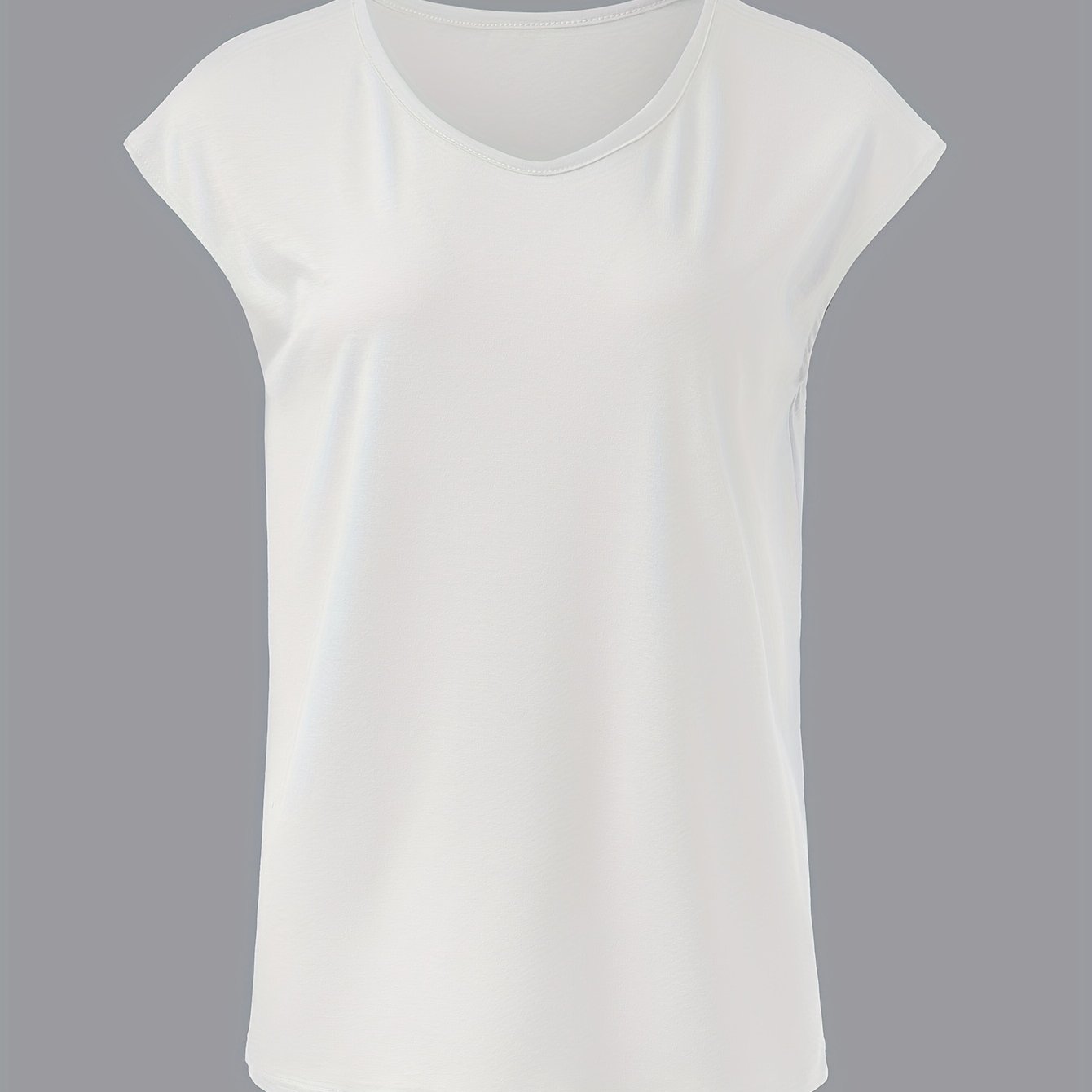 Plus Size Women's Light Blue V-Neck Short Sleeve Polyester Sports T-Shirt