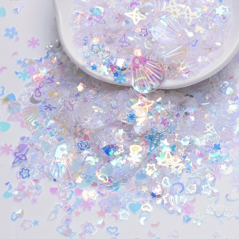 Turli shell shaklidagi porloqlik 3-13mm kiyimlar, sumkalar, poyabzal va mermaid bezaklari uchun