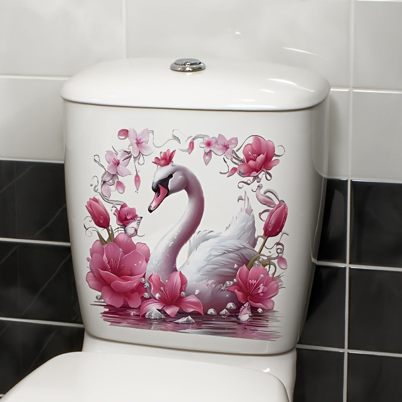 Swan Pattern Toilet Seat Sticker for Bathroom and Kitchen Decor