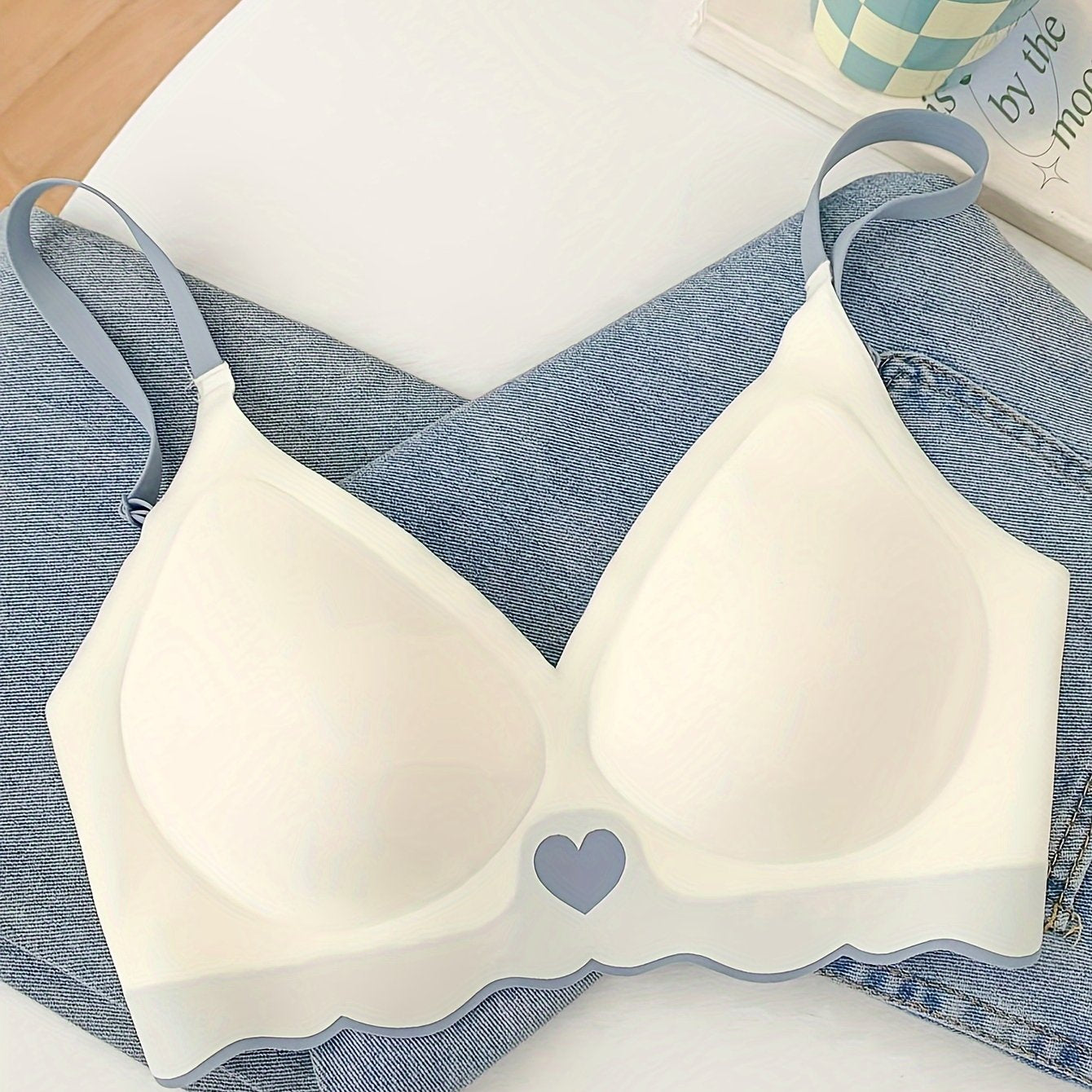 Women's Heart-Shaped Lingerie with Steel Ring and Back Design for Small Bust