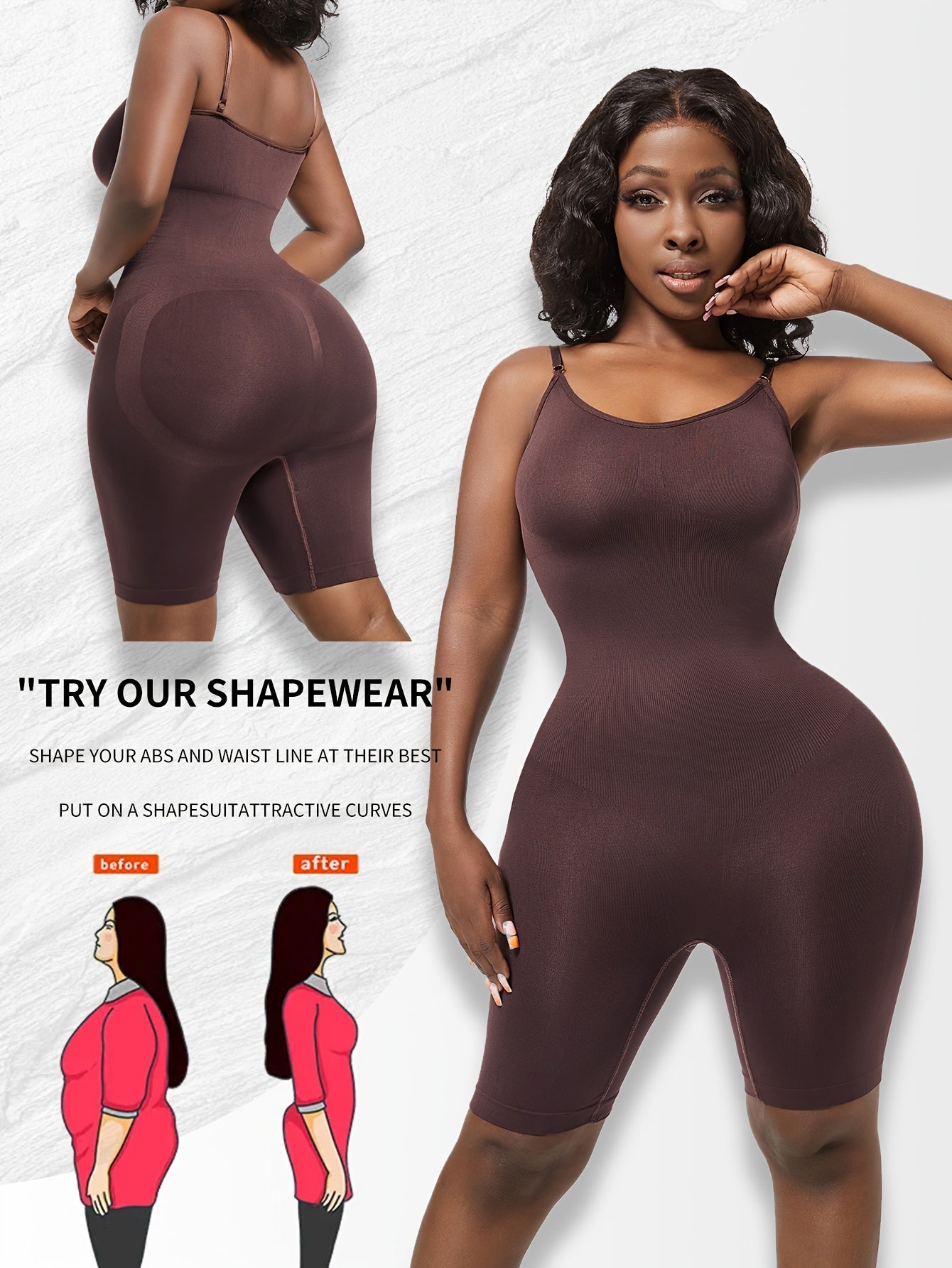Women's Large Size Shapewear Bodysuit for Tummy Waist and Butt Lifting, Support Medium