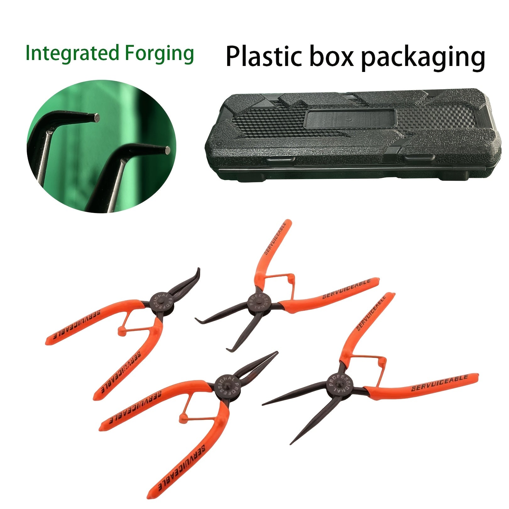 4pcs Spring Pliers Set, 7-Inch Heavy-Duty Internal External Ring Remover