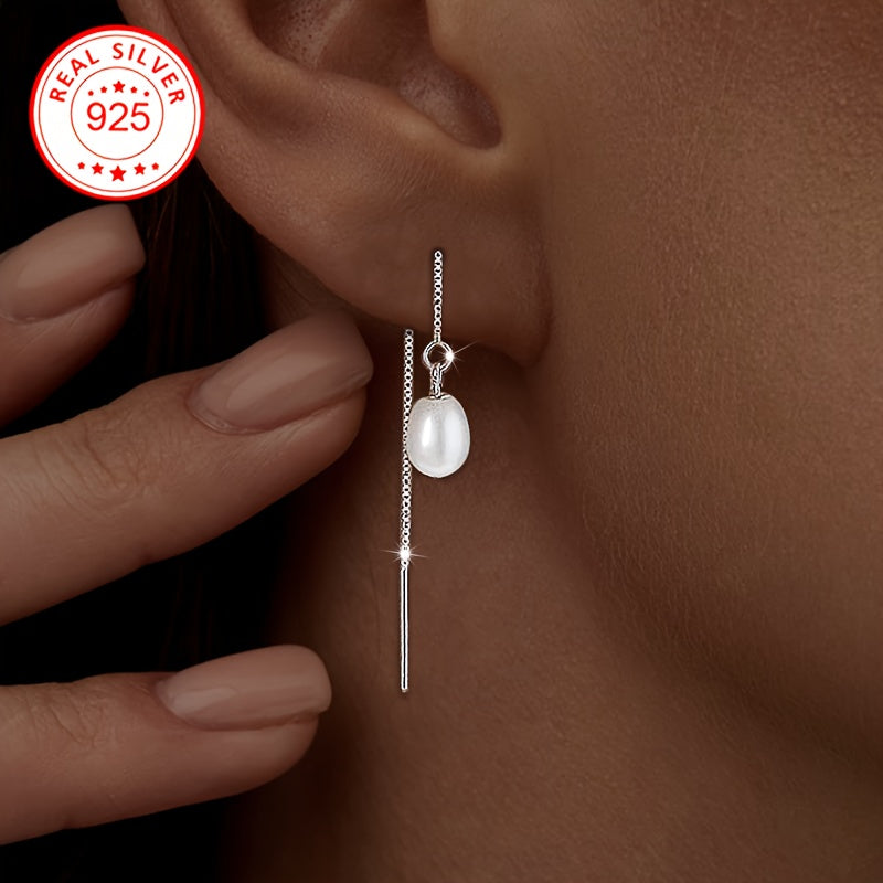 Women's Drop Earrings with Freshwater Pearl Tassels Hypoallergenic Lightweight Jewelry