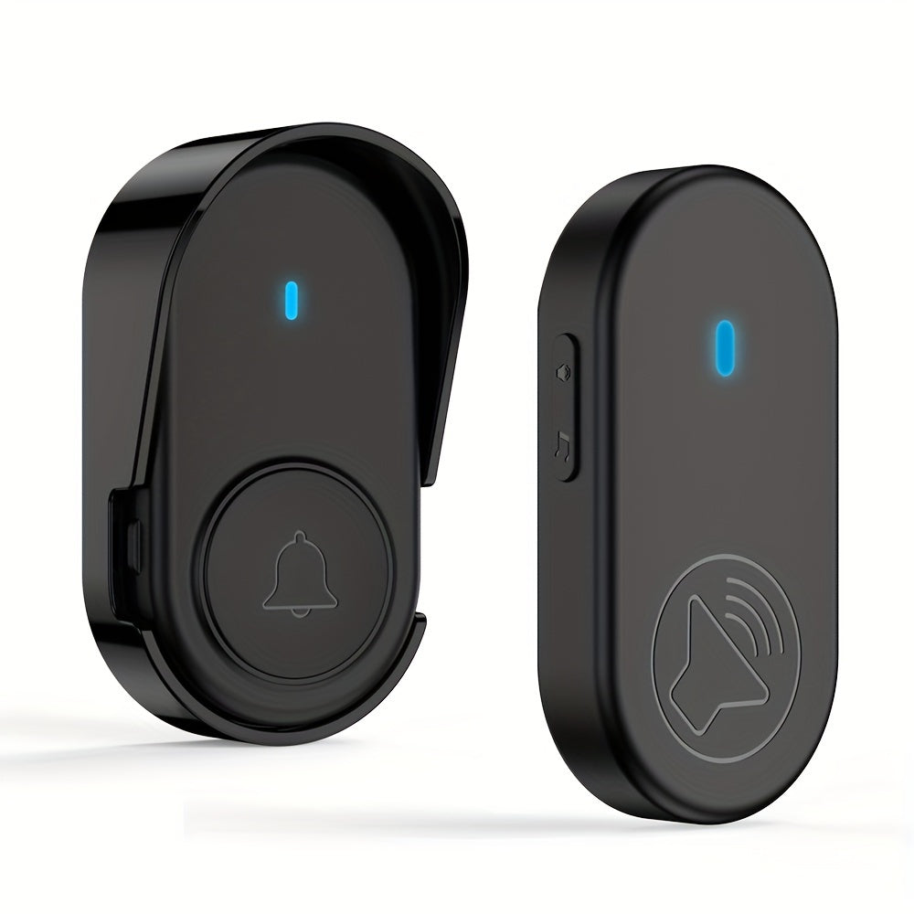 LED ko'rsatkichli simsiz eshik qo'ng'irog'i to'plami - 320.04m masofa, 5 ovoz darajasi, 38 ta qo'ng'iroq balandligi, oson o'rnatish va sozlash, qora, Evropa ulagichi, 110V-240V mosligi, uyga kirish tizimi