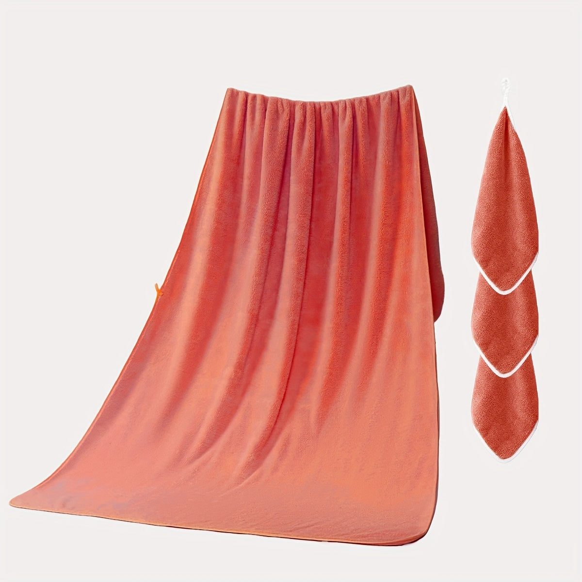 Juego de 4 toallas de algodón, incluyendo 1 XL y 3 toallas de mano para uso en el baño