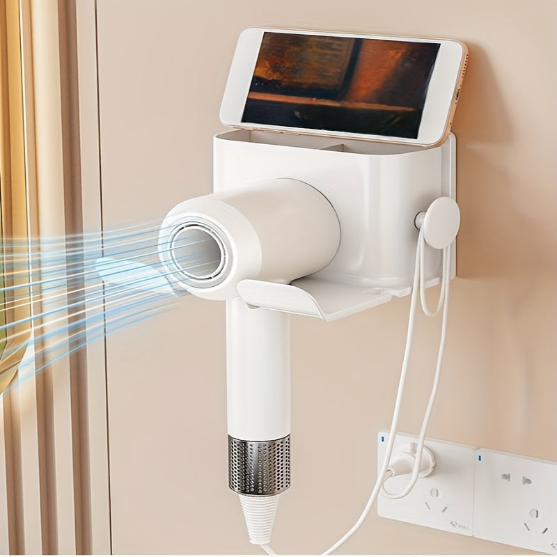 Hojatxona devori uchun tashkilotchilar qatori, soch quritgichlari, raserlar va makiyaj uchun saqlash bilan