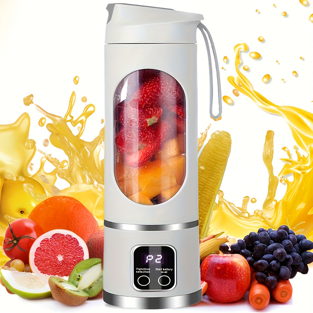 Licuadora portátil recargable por USB con pantalla LED, de grado alimentario ABS, compacta para batidos