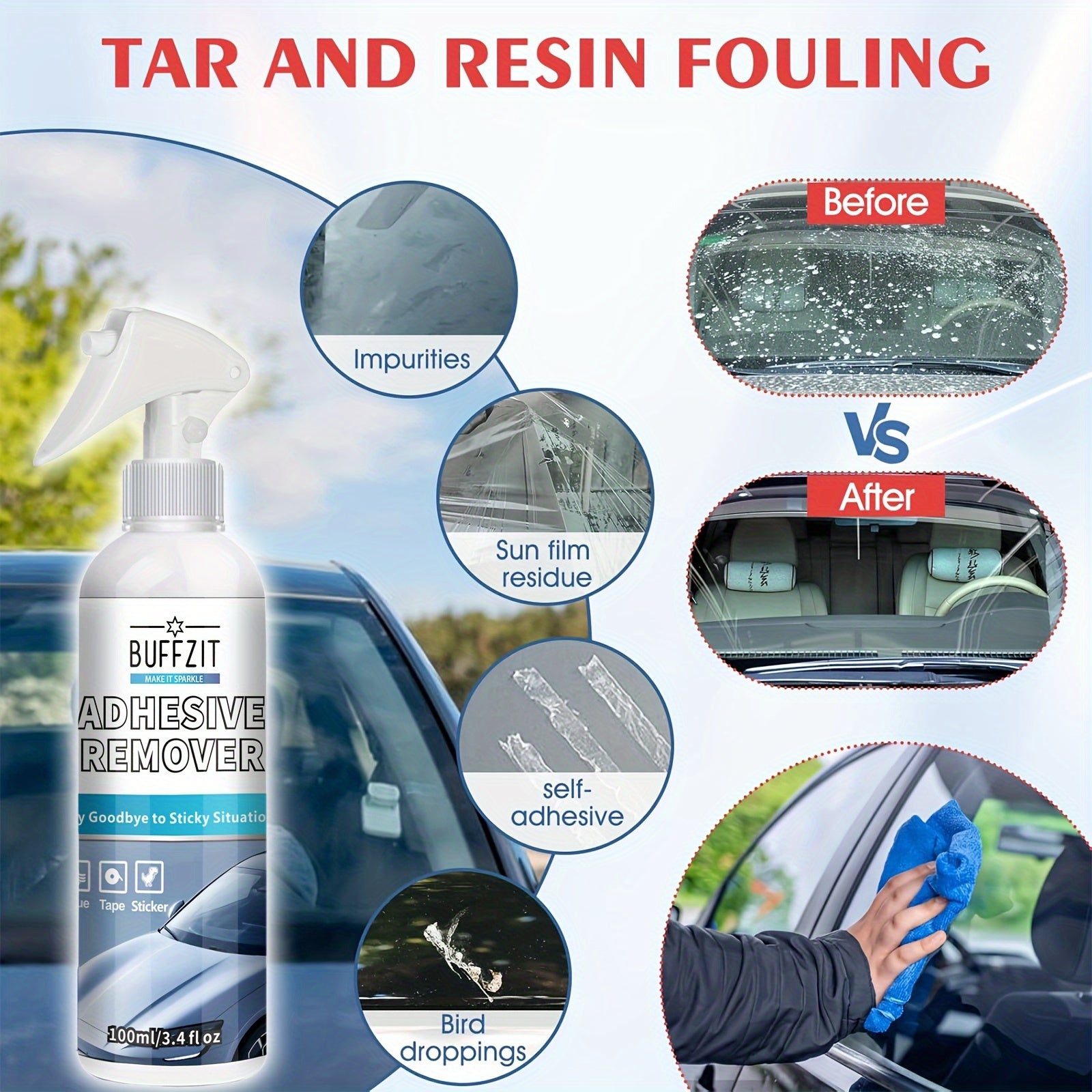 Adhesive Glue Remover Spray Extra Strength Sticker Residue Remover 3.4Oz