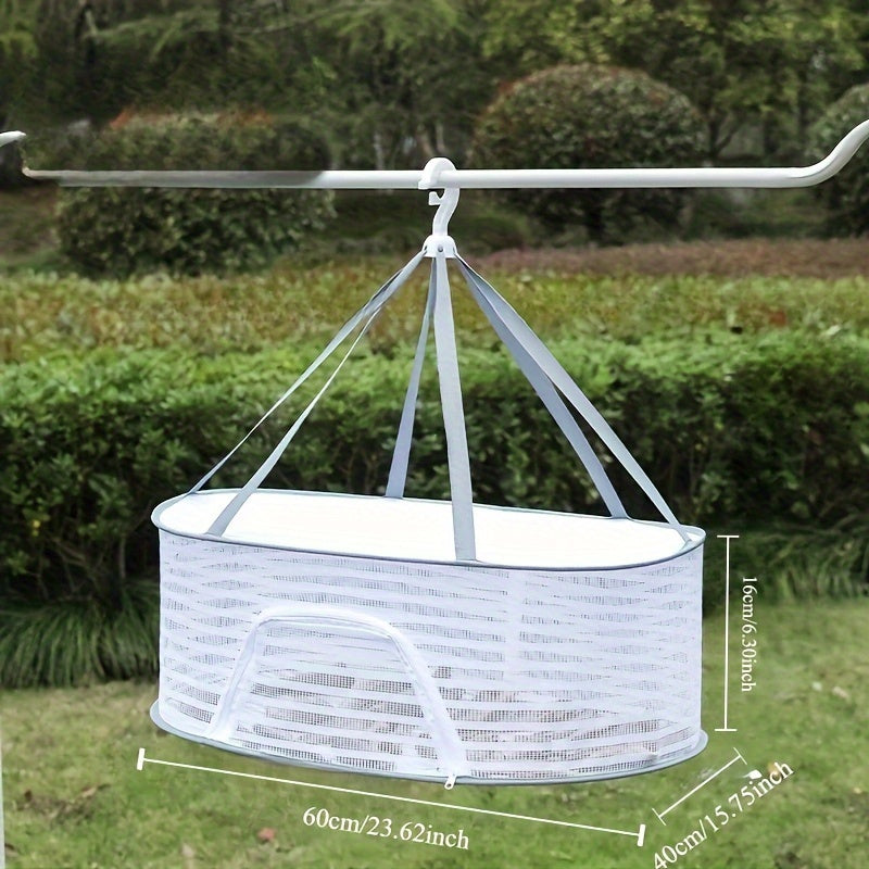 Ko'p Qavatli Tarmoq Quruq Rack - Tuzlangan Baliq va Sabzavotlarni Saqlash uchun Kuchli, Mustahkam Polyester Tarmog'idan Yasalgan. Tashqarida Osish va Quritish uchun 3 Qavatli Dizayn. Oshxona Saqlash uchun Ideal va Foydali Ilgaklar Bilan Birga Keladi.