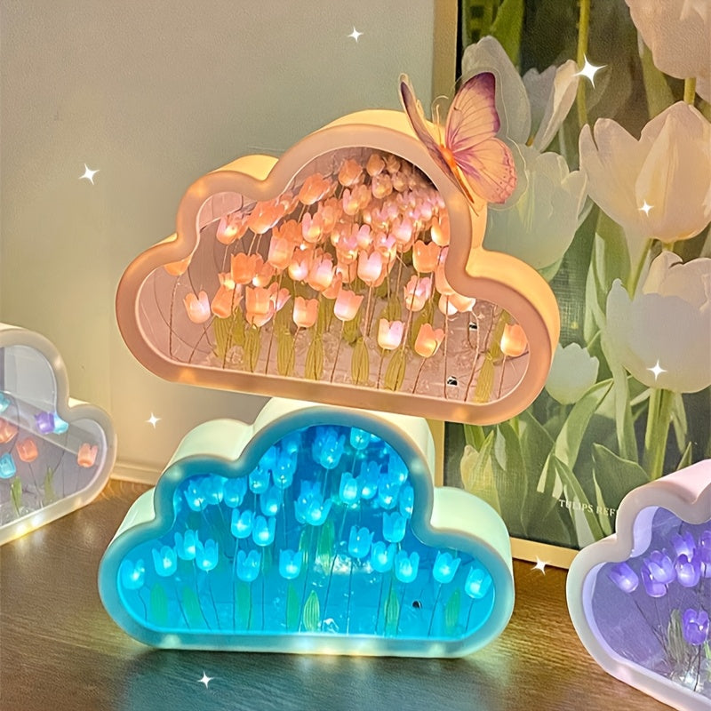 DIY Tulip Cloud Night Light Kit Acrylic Seasonal Decorative Craft Gift Under 68.58cm