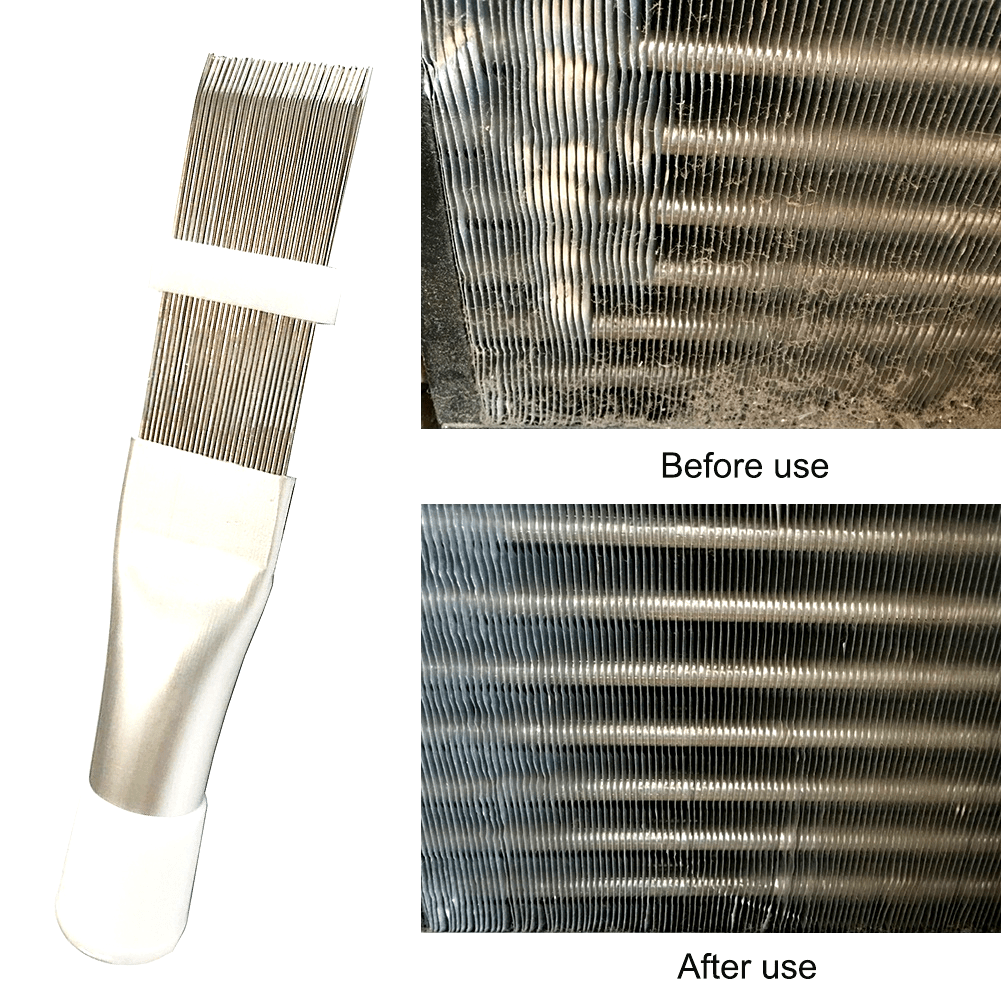 Peine de limpieza para acabado de acero inoxidable con mango blanco para conductos de aire acondicionado