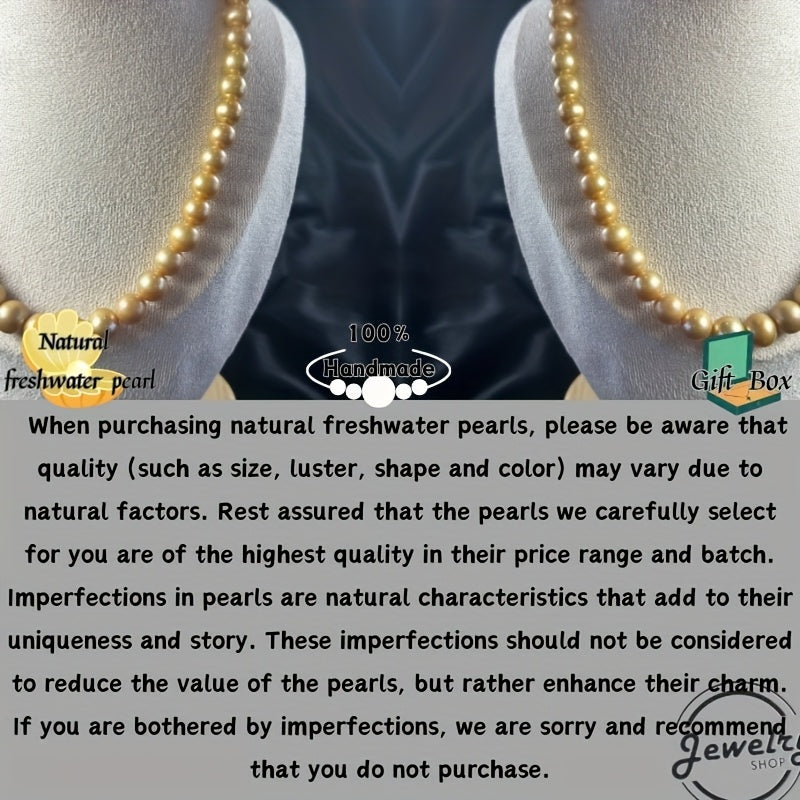 Golden South Sea Pearl Necklace for Women Large Granularity Elegant Jewelry