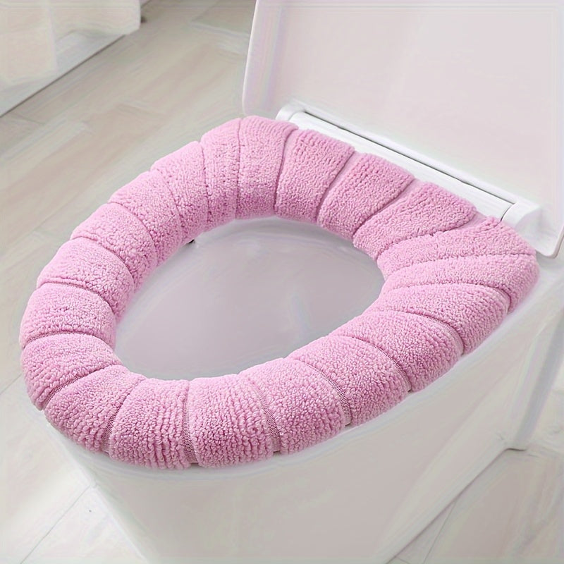 Funda de tapa de baño de tela de punto, sin electricidad, cojín cálido, poliéster