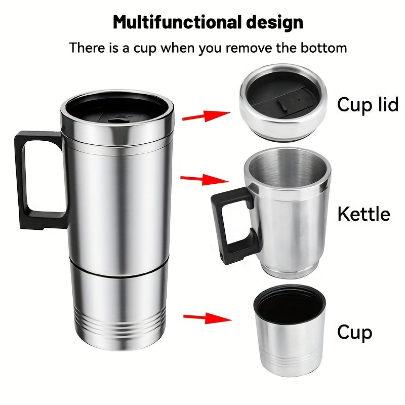 12V 24V Metall avtomobil issiq chashka, yashirin stakan bilan izolyatsiyalangan elektr sayohat uchun qahva va suv shisha