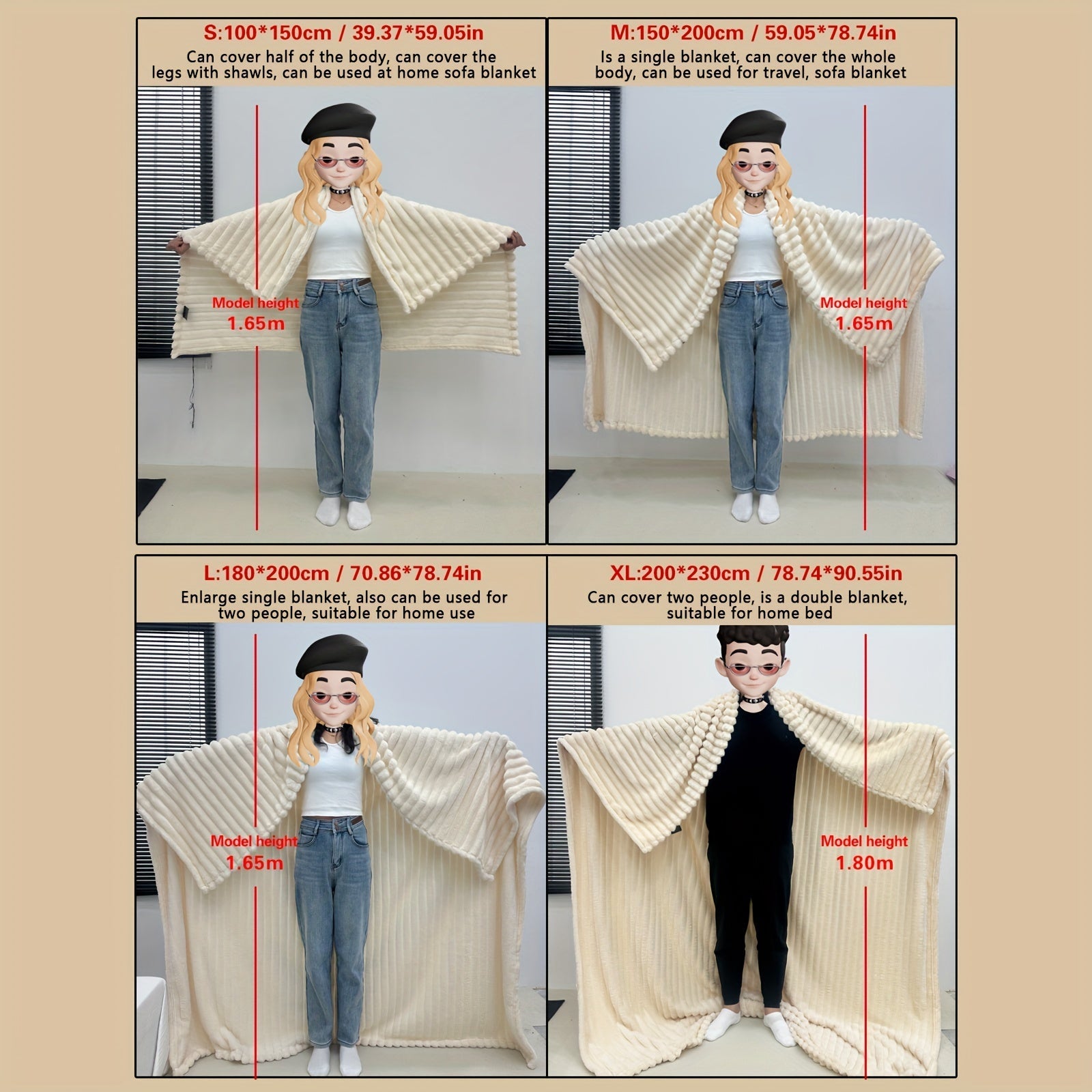 Manta de cuadros para sofá y uso en el hogar, manta multifunción, suave y cálida